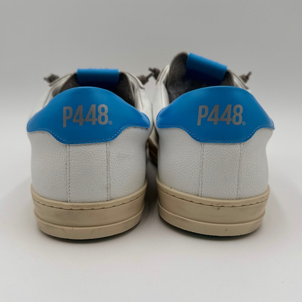 P448 John Project Sustainability Sneakers EU 45 US 11.5 White Blue Leather Italy - Picture 5 of 16
